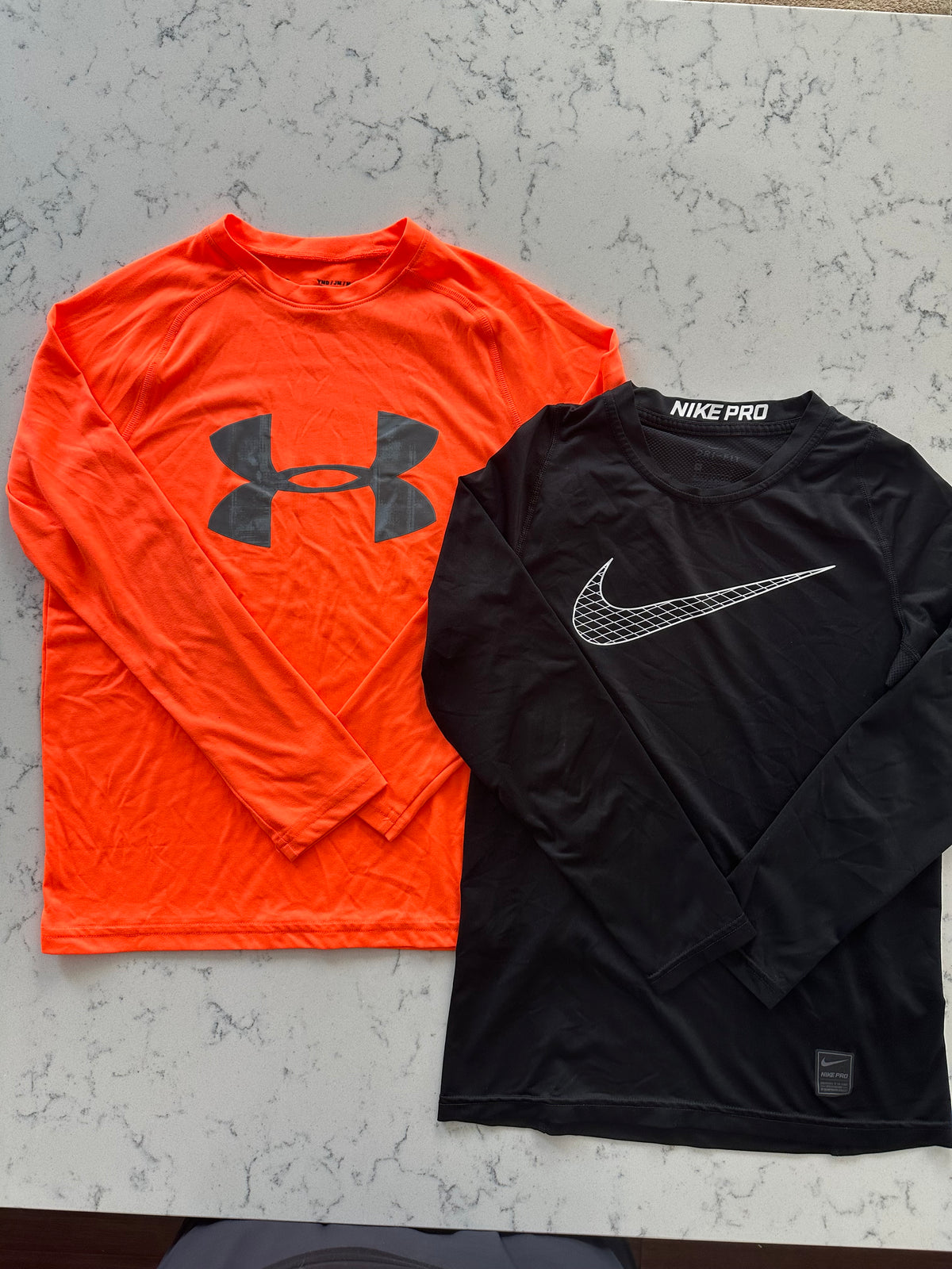 Seller 42, Under Armour / Nike Heatgear Bundle, Neon Orange/ Black, Boys Size M