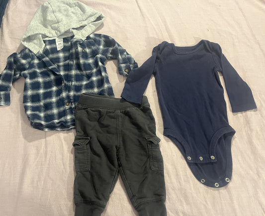 #211 REDUCED 6m Plaid Shirt and Pants Outfit
