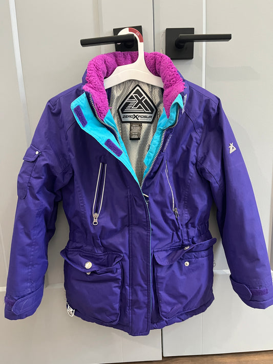137 Girls purple winter coat Brand: Zero Xposur, L 10/12  EUC