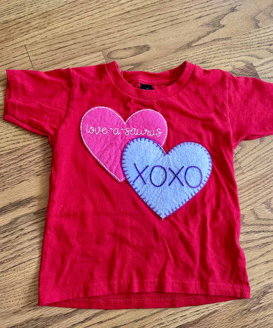 #98- Boys, Hand Stitched, Love-a-Saurus Shirt- Size 4
