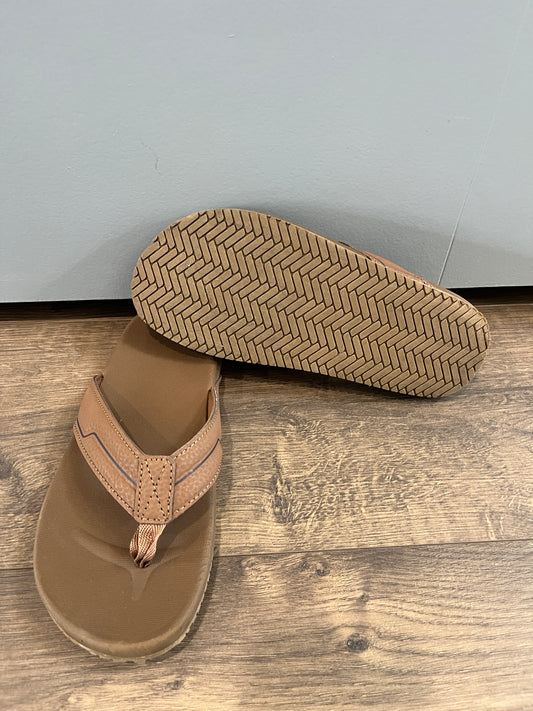 137 Youth boys flip flops leather looking size 2-3  (big kids), LN