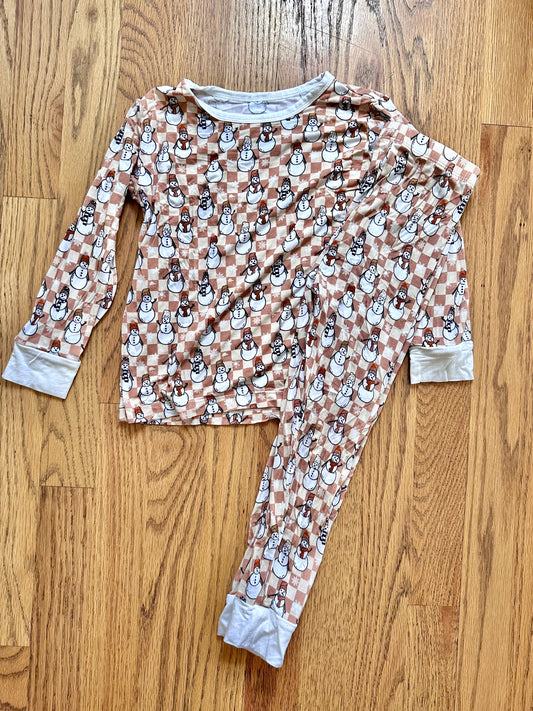 #98- Boys, Snowman Bamboo PJs- Size 4