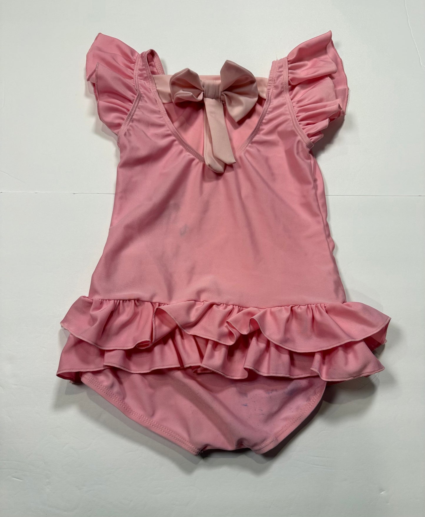 #141 Girls 4Y Set of 2 Ruffleso Flamingo Ruffle Bathing Suit with Bow Back and Mermaid Ruffle Bathing Suit with Bow Detail