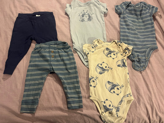 #211 Carters 9m Panda  Onesie and Pants Set
