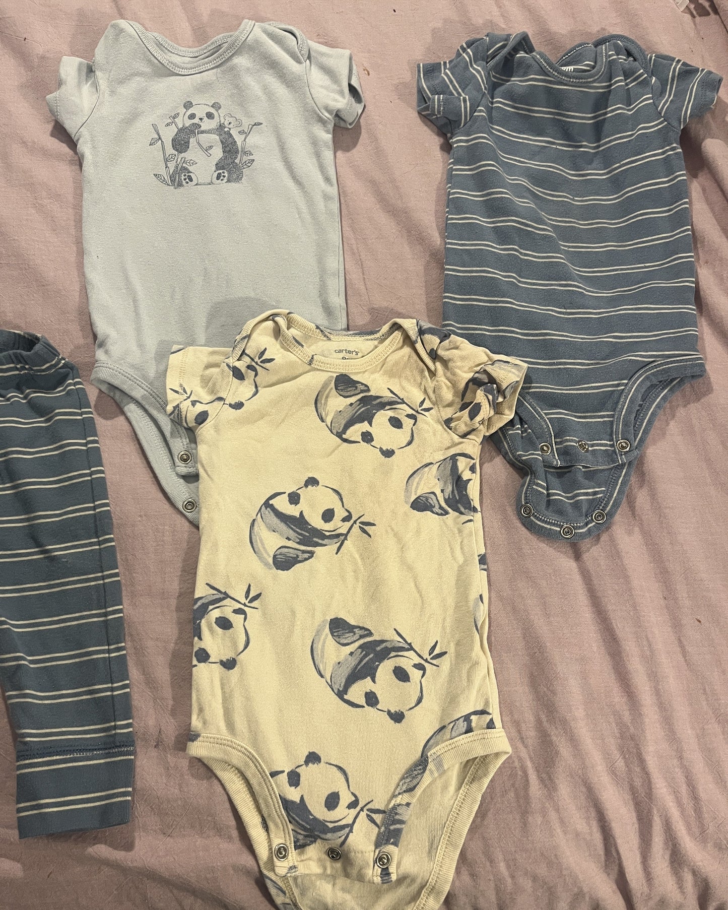 #211 Carters 9m Panda  Onesie and Pants Set