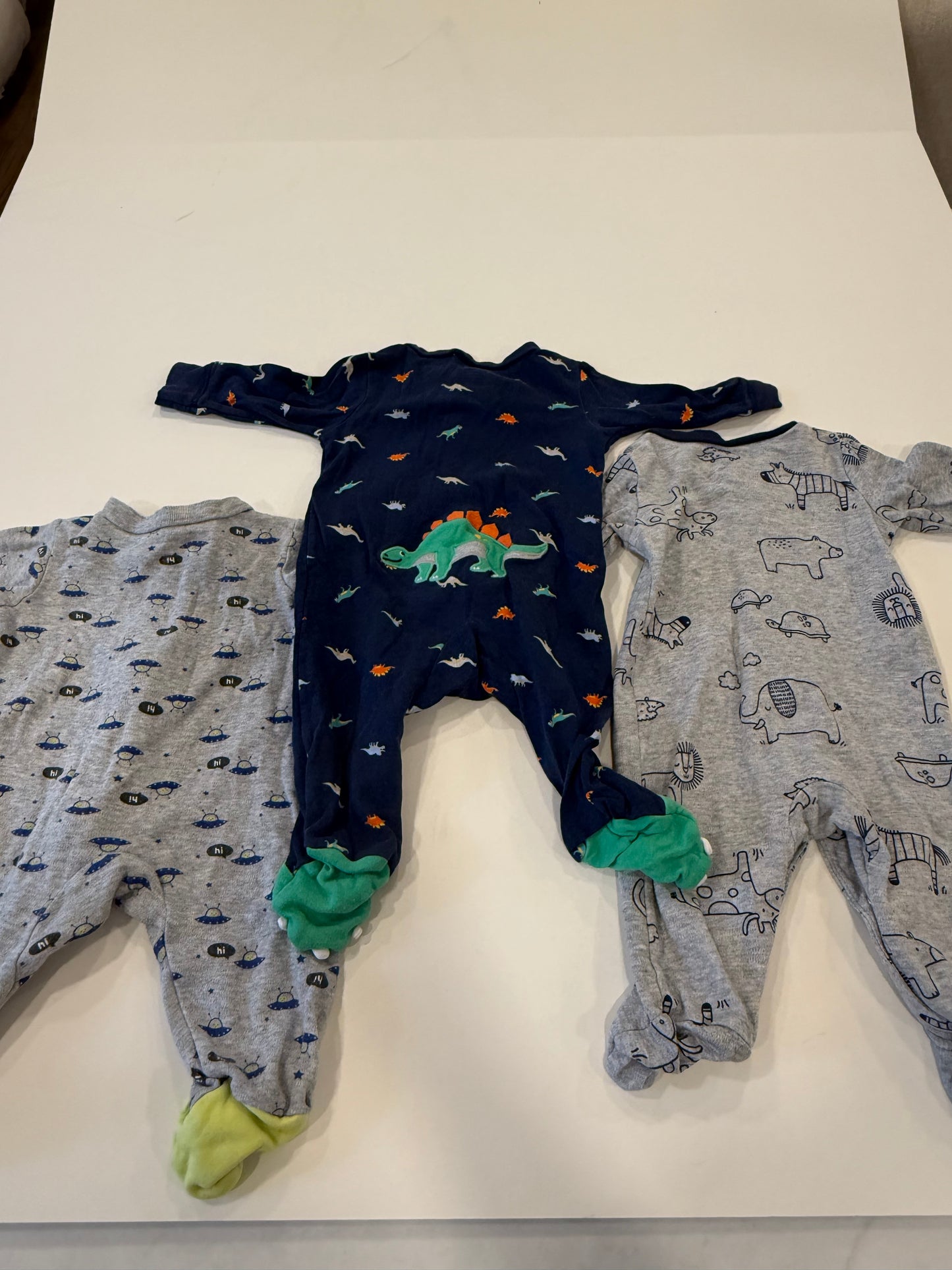 #9 -  Carters -  5 Sleep N Plays Various Animals  Infants SIZE  3M