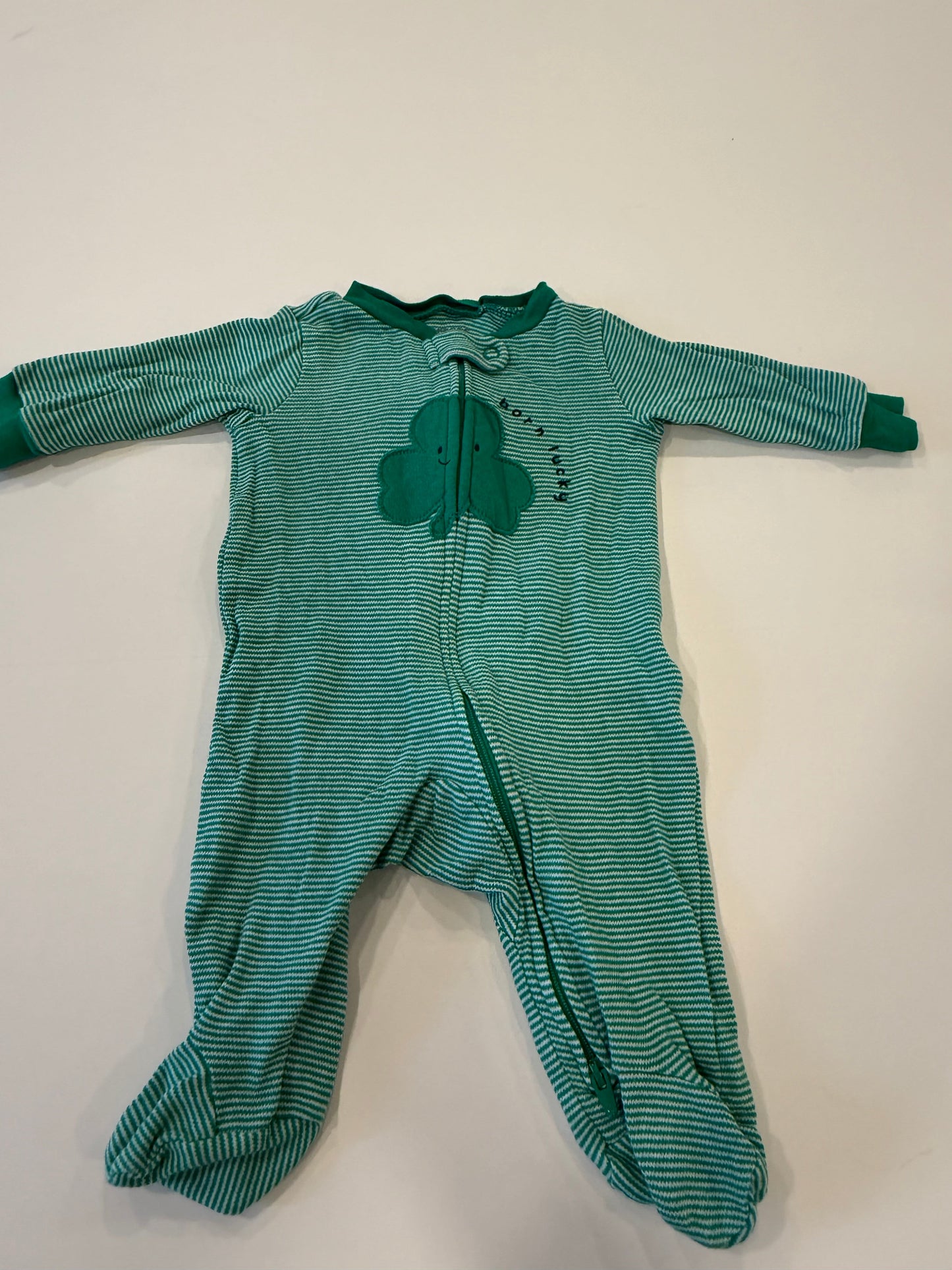 #9 -  Carters -  Green St. Patricks Day Sleep N Play - Born Lucky Infant's SIZE  3M