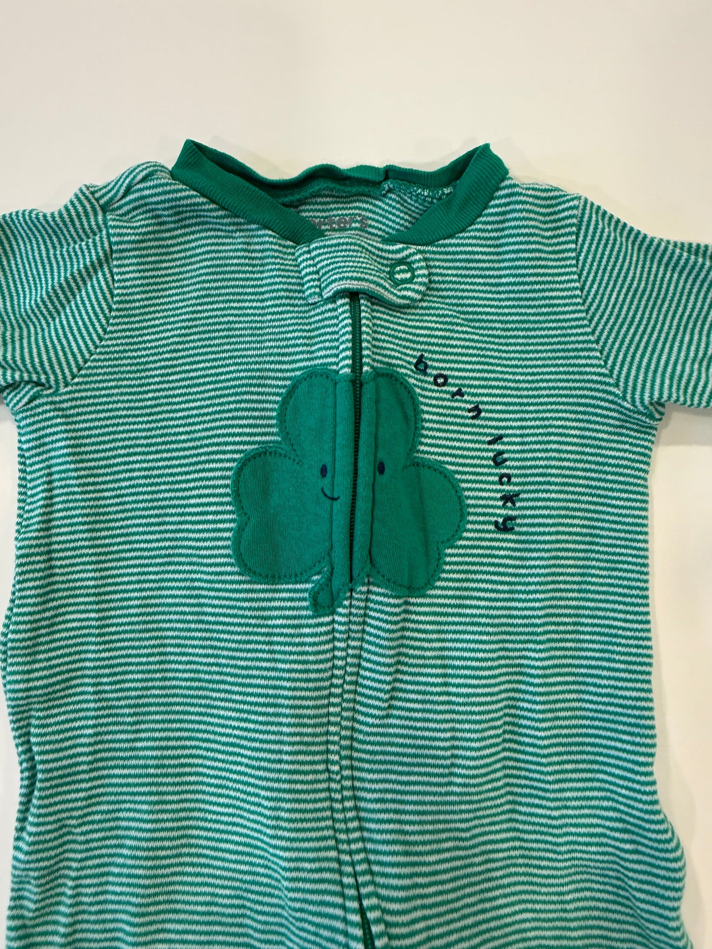 #9 -  Carters -  Green St. Patricks Day Sleep N Play - Born Lucky Infant's SIZE  3M