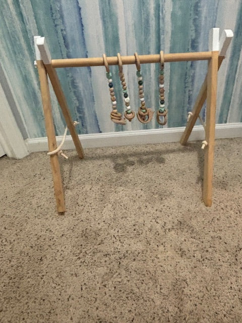 #210 Wooden Foldable Baby Play Gym Frame Activity Hanging Bar