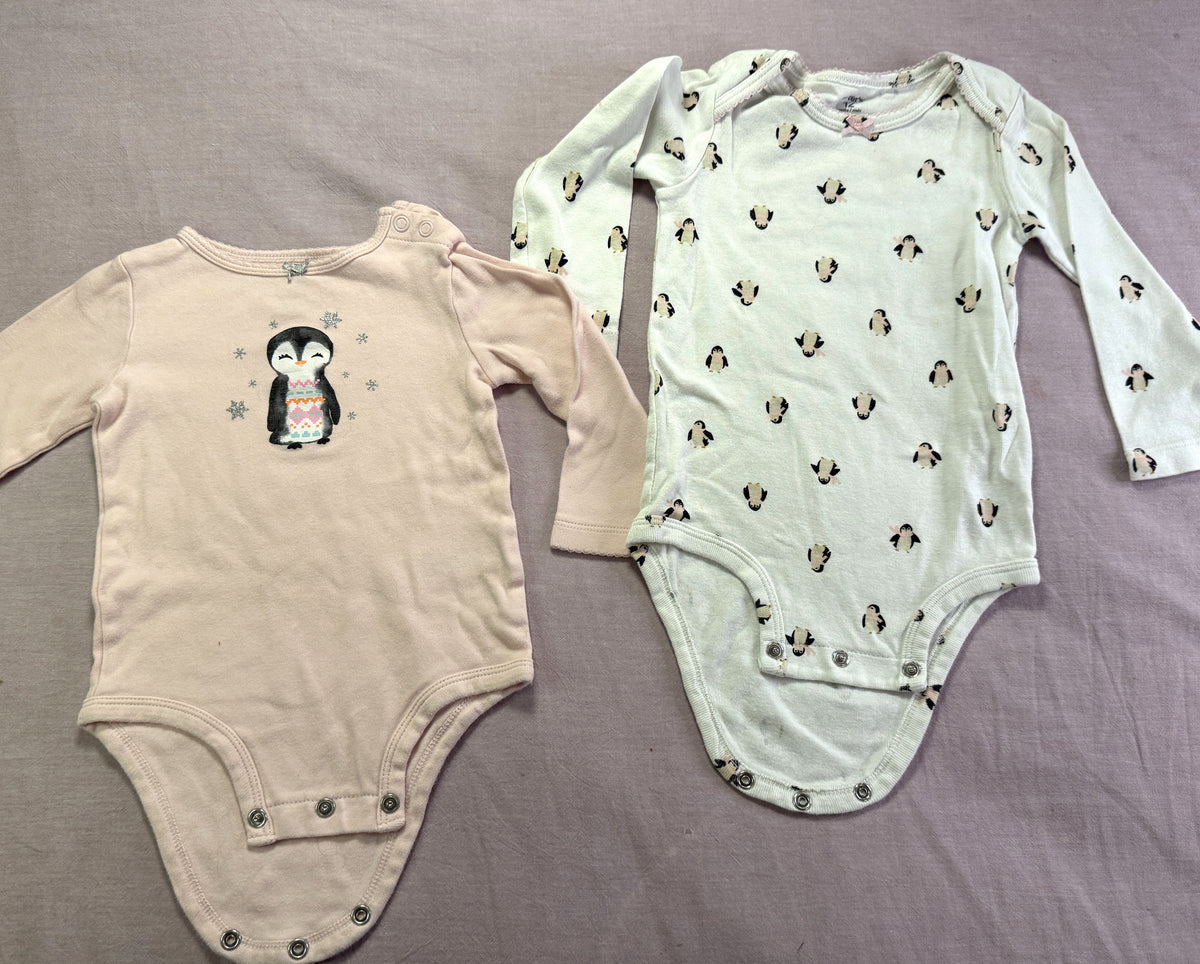 #103 12m Girls Penguin Onesie Bundle