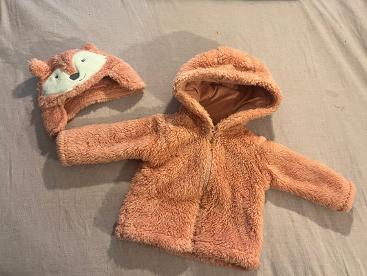 #211 REDUCED Carters 3m Fox Hat and Jacket Set