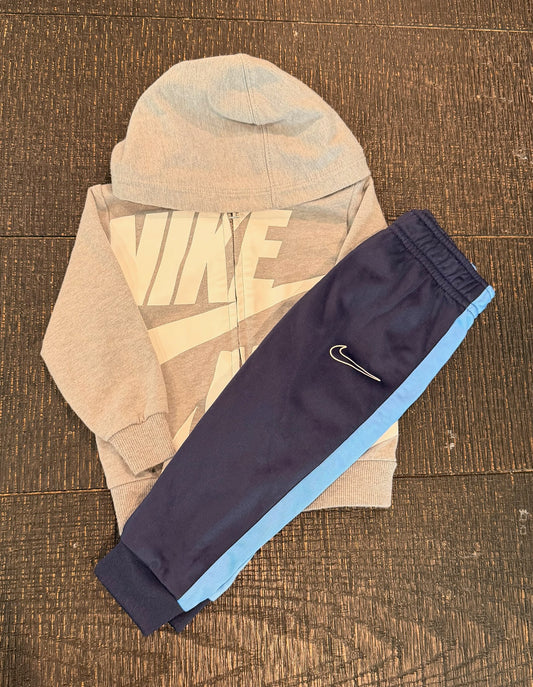 #66 Boys 12M Nike Zip Up and Pant Bundle (Grey and Blue)