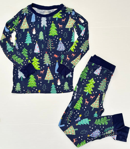 Seller #168 Little Sleepies Boys 4T Blue Christmas Trees Pajamas