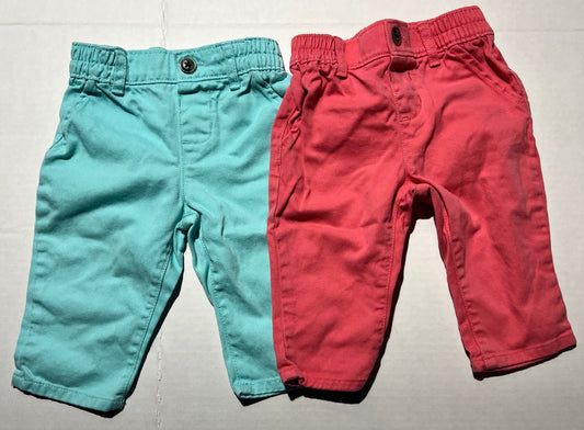 #98 Boys 6mo Pants - Magenta and Teal