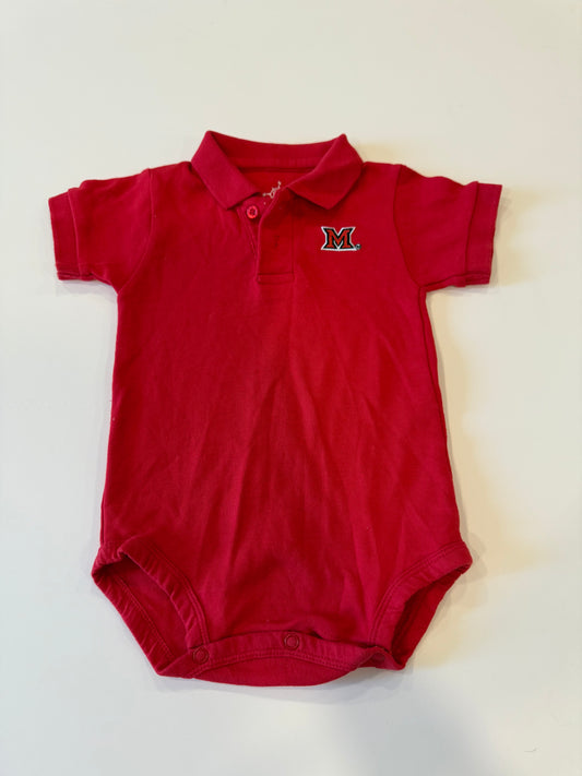 #9 -  Miami University -  Miami University Red Shortsleeve Polo Onesie Infant's SIZE  6-9M