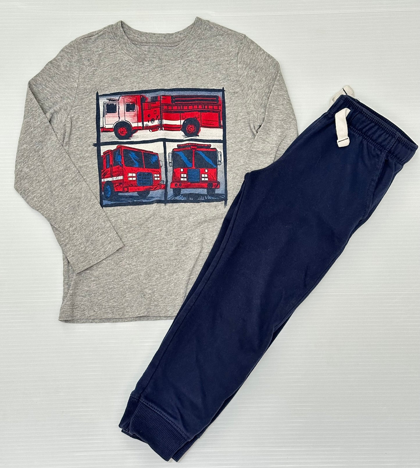Seller #168 Carters Boys 4T Firetruck Longsleeve + Navy Sweatpants