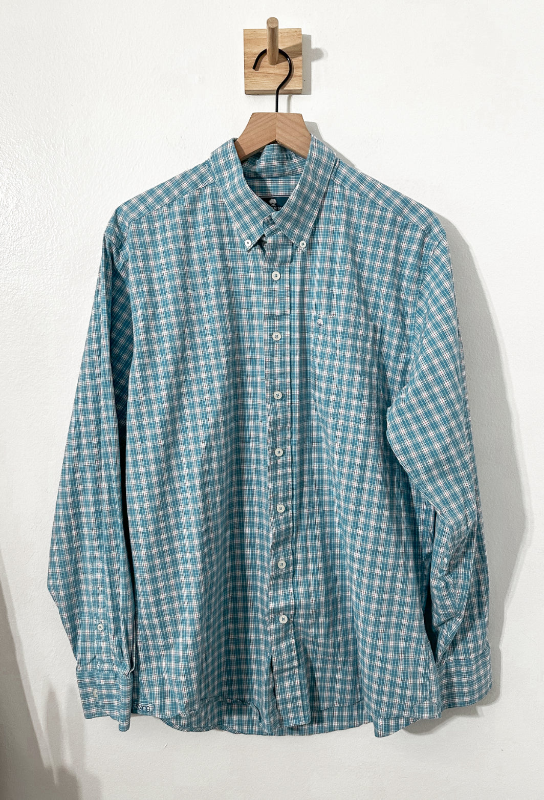 #111 Men Southern Shirt Company Blue Plaid Button Down Dress Shirt Large