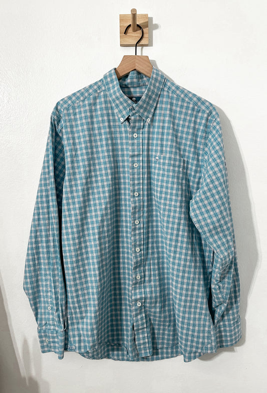 #111 Men Southern Shirt Company Blue Plaid Button Down Dress Shirt Large