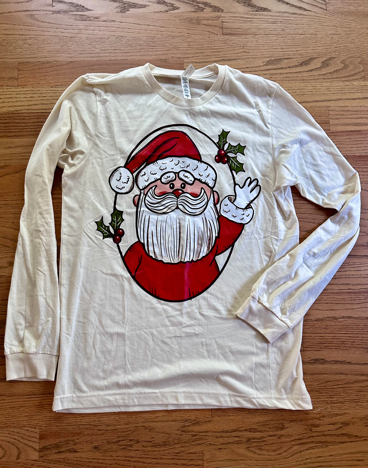 #98- Women’s, Made by Molly, NEW! Santa Long Sleeve- Size Medium