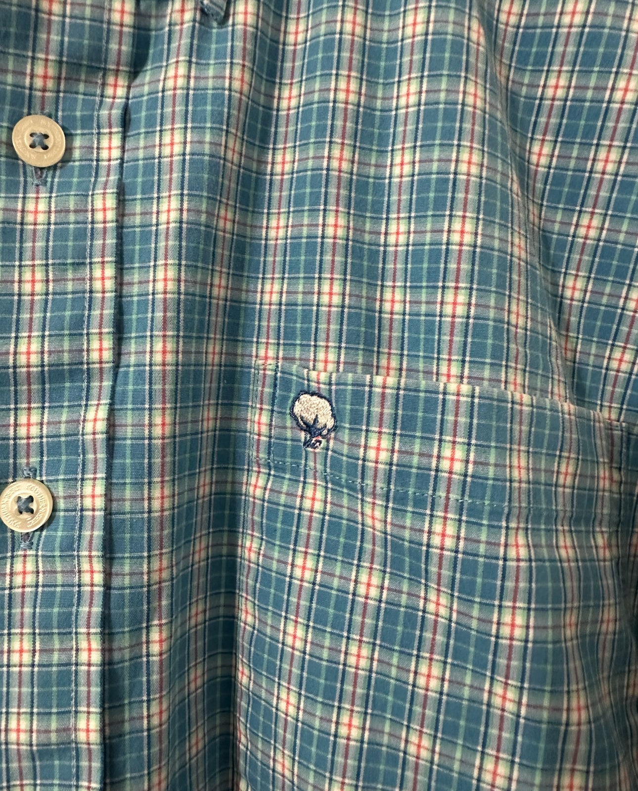 #111 Men Southern Shirt Company Blue Plaid Button Down Dress Shirt Large