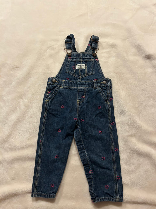 136 EUC Osh Kosh Heart Overalls 18 M