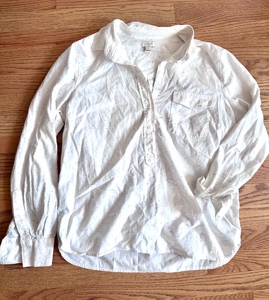 #98- Women’s, J. Crew, White speckled top- Size Small