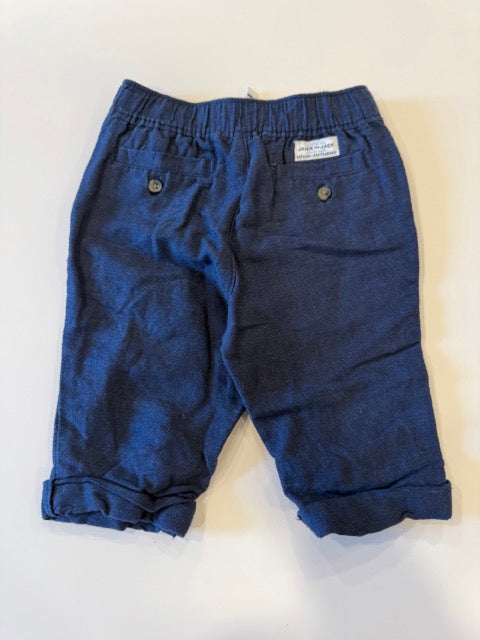 #9 -  Janie &Jack -  Blue Check Button Down Onesie with Navy Pants Infant's SIZE  3-6M/6-12M