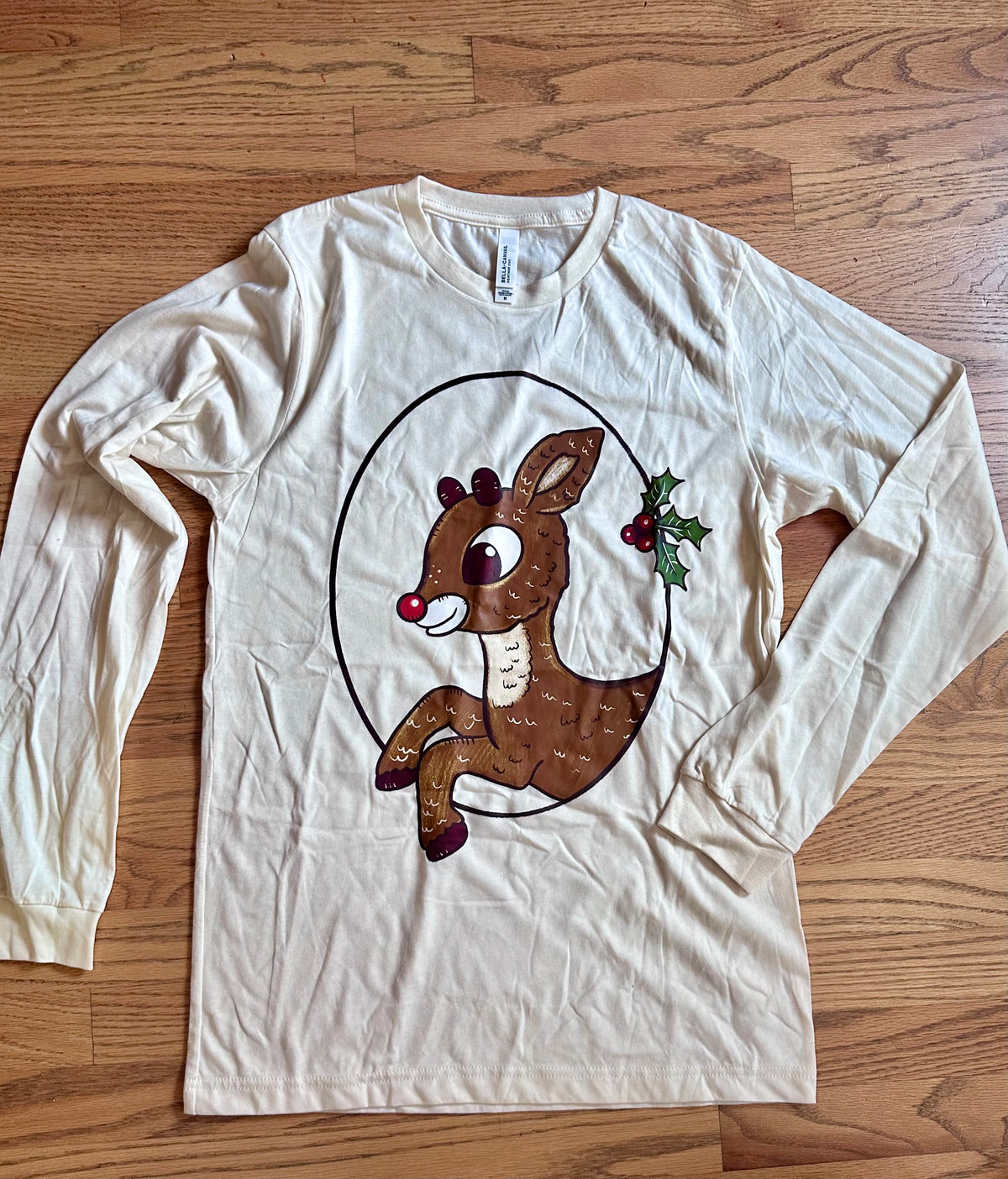 #98- Women’s, Made by Molly, NEW! Rudolph Long Sleeve- Size Medium