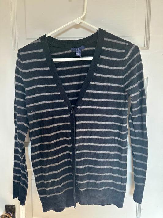 #56 Gap cardigan women S black stripes GUC