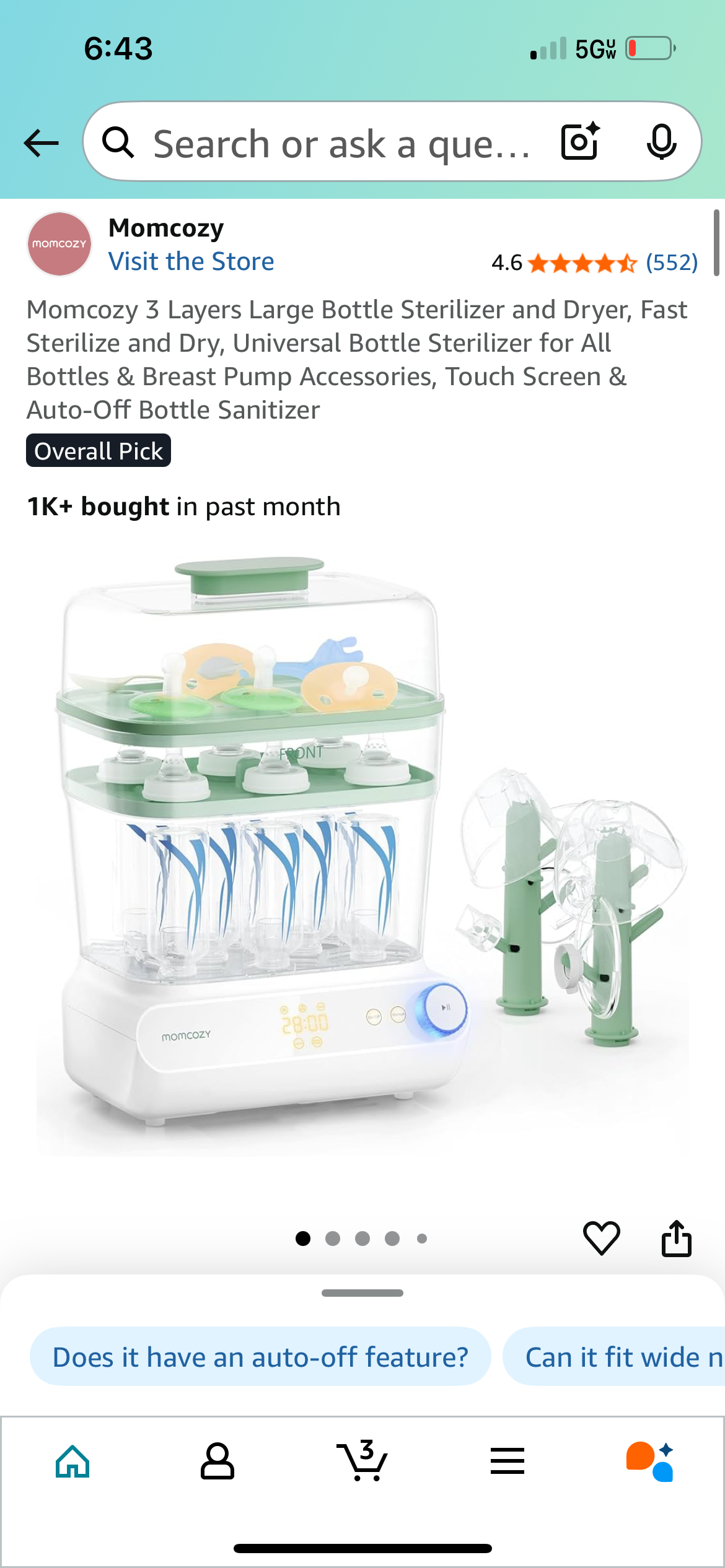 PPU 45241 - Momcozy Bottle Sterilizer and dryer