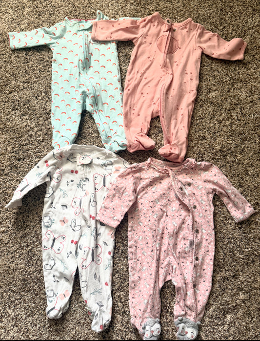 SELLER #6 Carters 3M (4) Girls Sleepers
