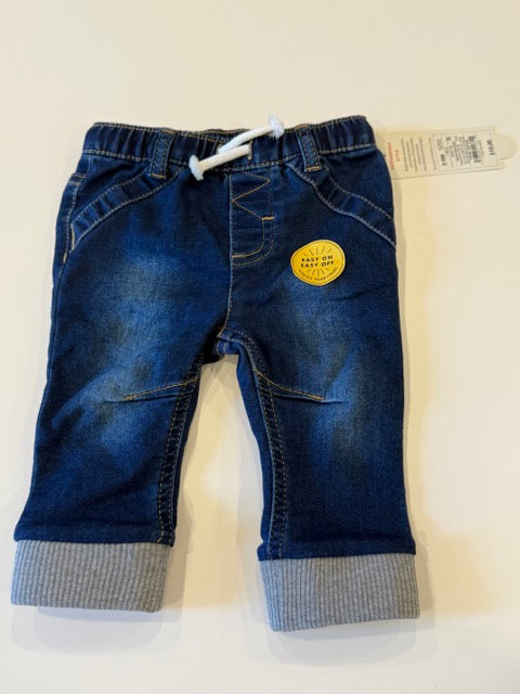 #9 -  Cat & Jack -  Denim Jeans with ankle cuff Infant's SIZE  3-6M NWT