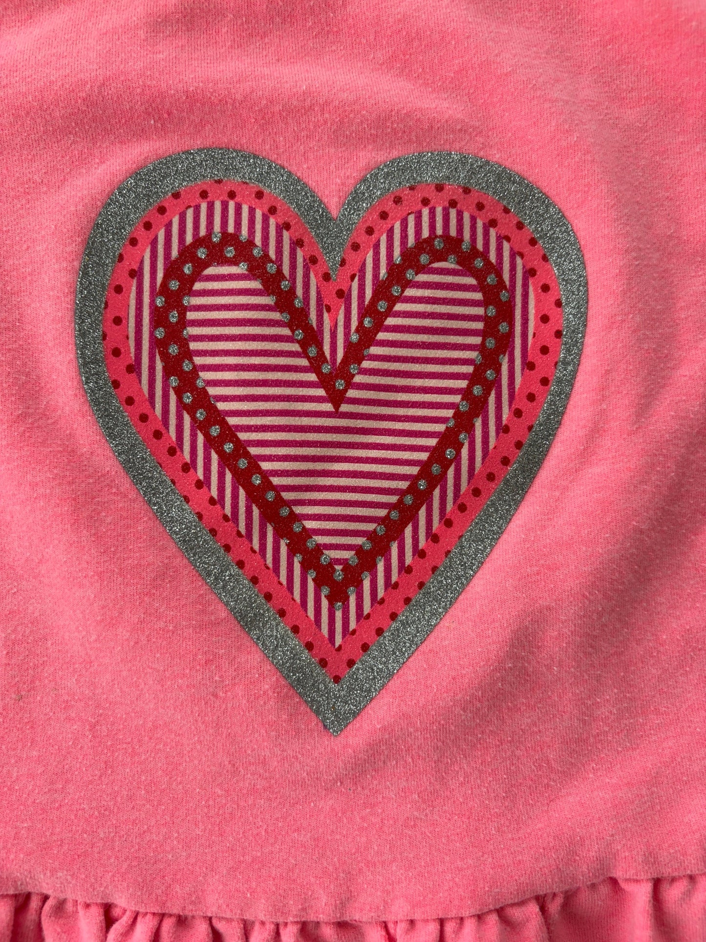 #103 • Girls • S (6/6X) • Cat & Jack • Pink Glitter Heart Dress, 3/4 Sleeves
