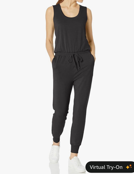 #98- Women’s, Amazon, Black Jogger Jumpsuit- Size Large