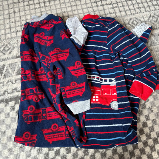 #162 Carters Firetruck footie pjs 2T