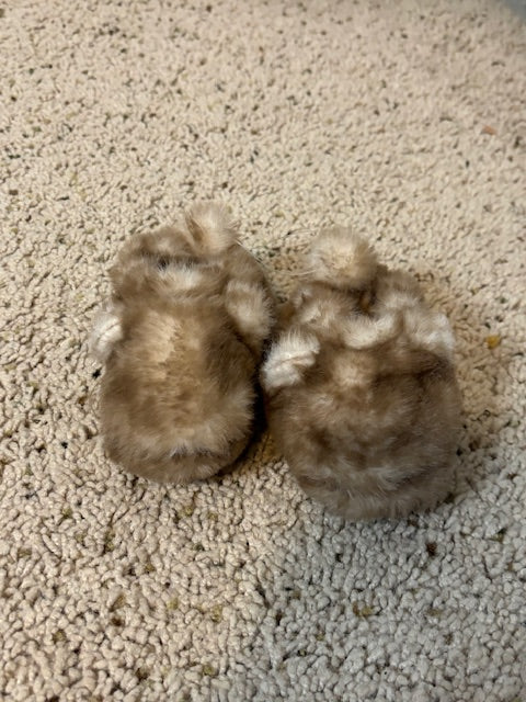 #210 Baby Shoes "Brown Fur" Size 3-6 months