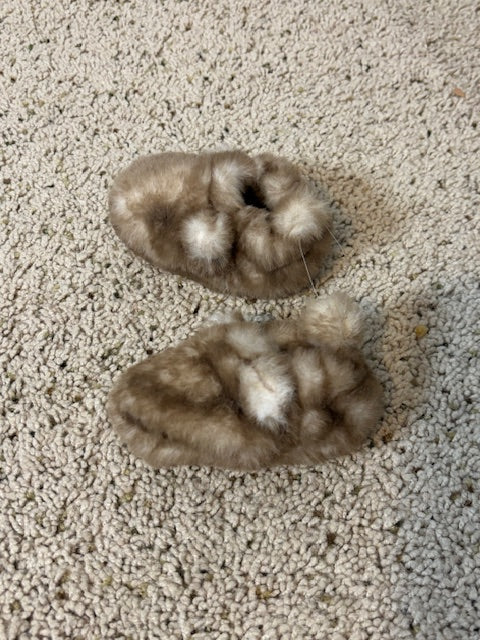 #210 Baby Shoes "Brown Fur" Size 3-6 months