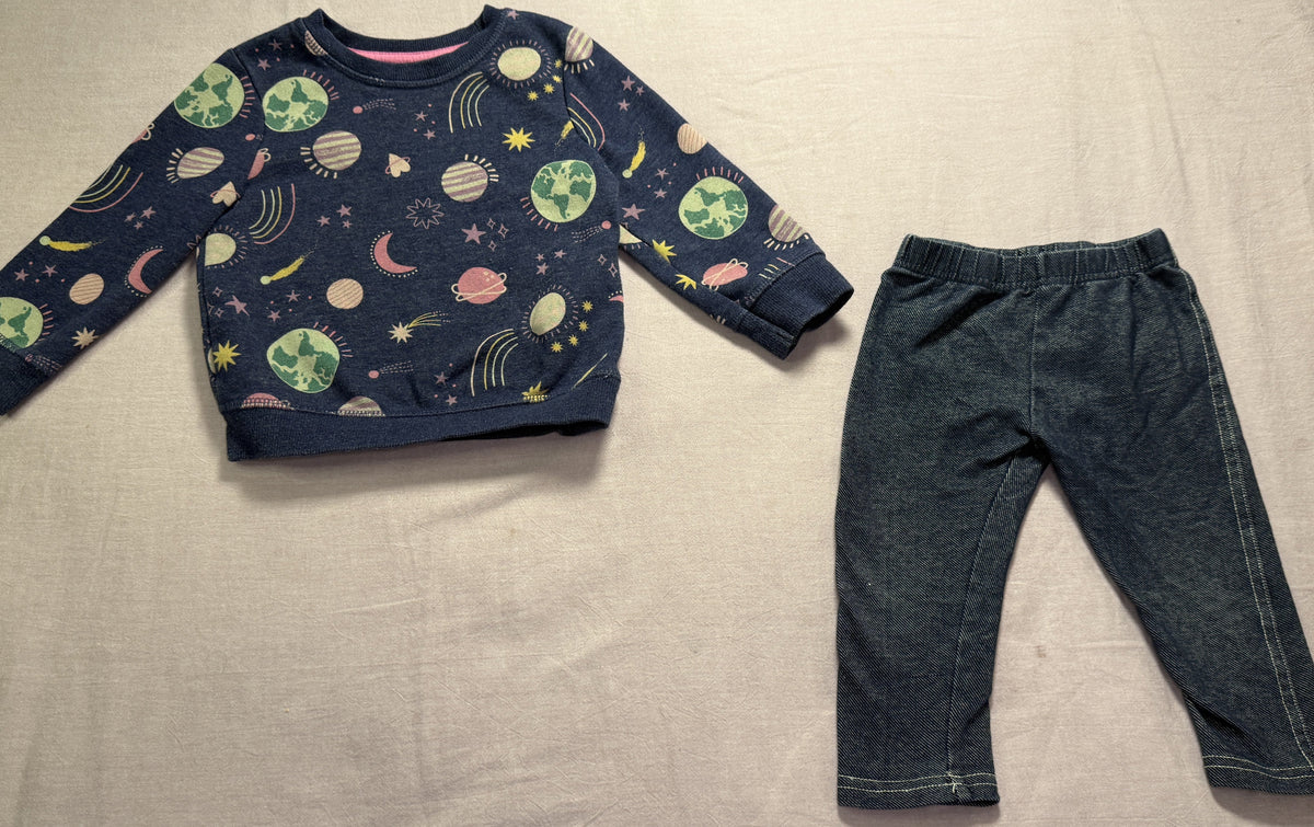 #103 Girls 18m Space Sweatshirt Outfit