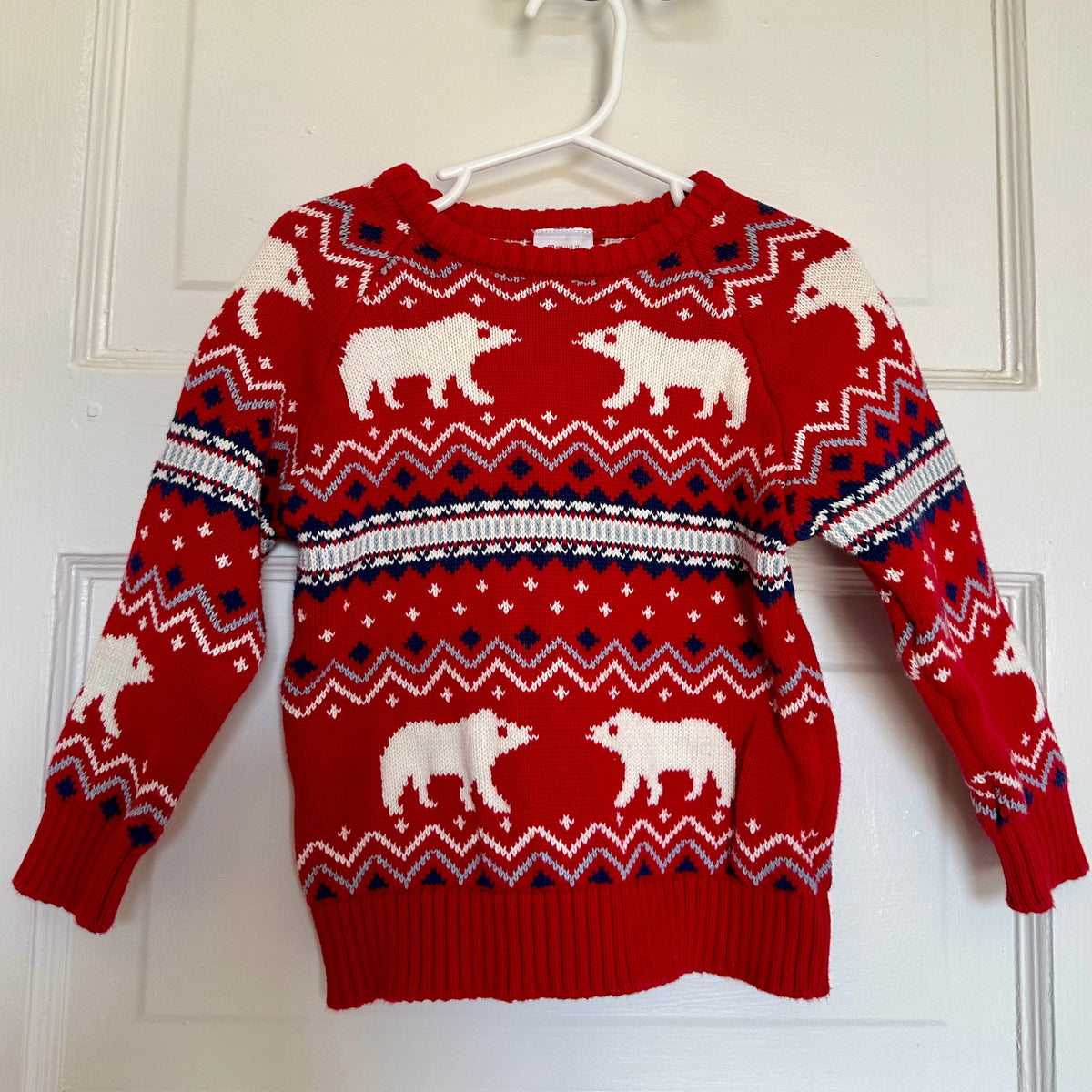 #78 Hanna Sweater Holiday Red Polar Bears Boys 3T