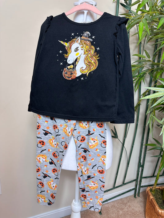 Btween Halloween unicorn and leggings set girls size 5T