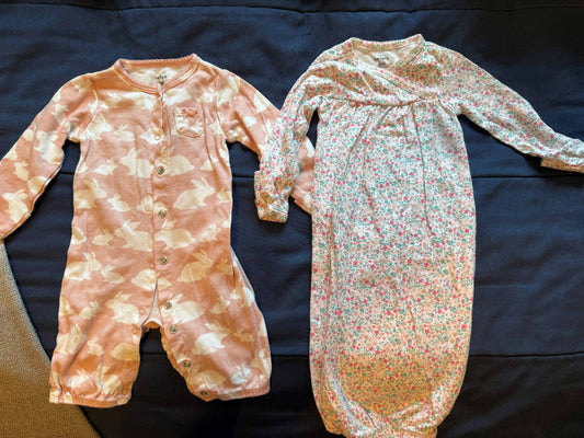 SELLER #6 3M Carters (2) Long Sleeve - Bunny & Flowers