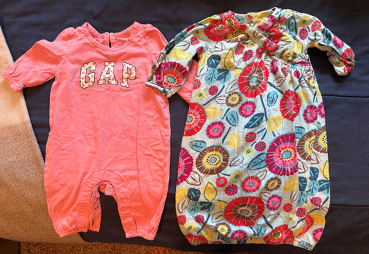SELLER #6 3M (2) Pink Baby Gap & Angel Dear Long Sleeve