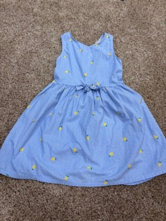 #73 girls size 6-7 H&M dress, blue with lemons, so cute