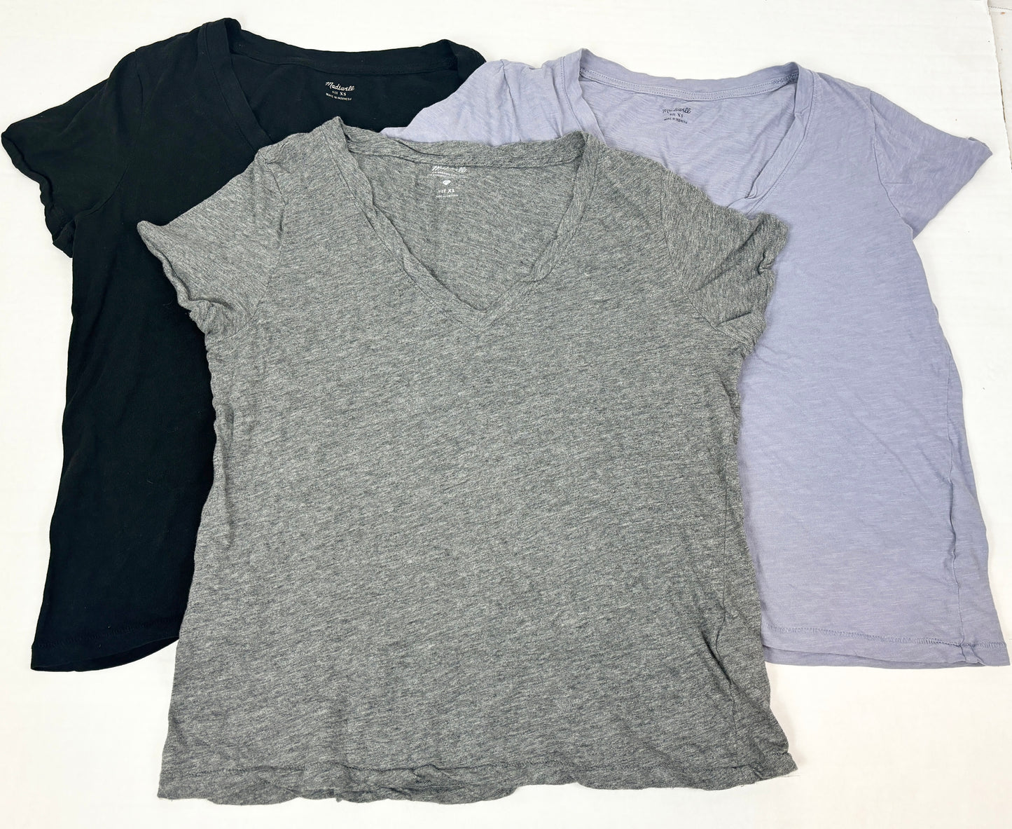 Women XS Madewell Trio of V-Neck Cotton Tees