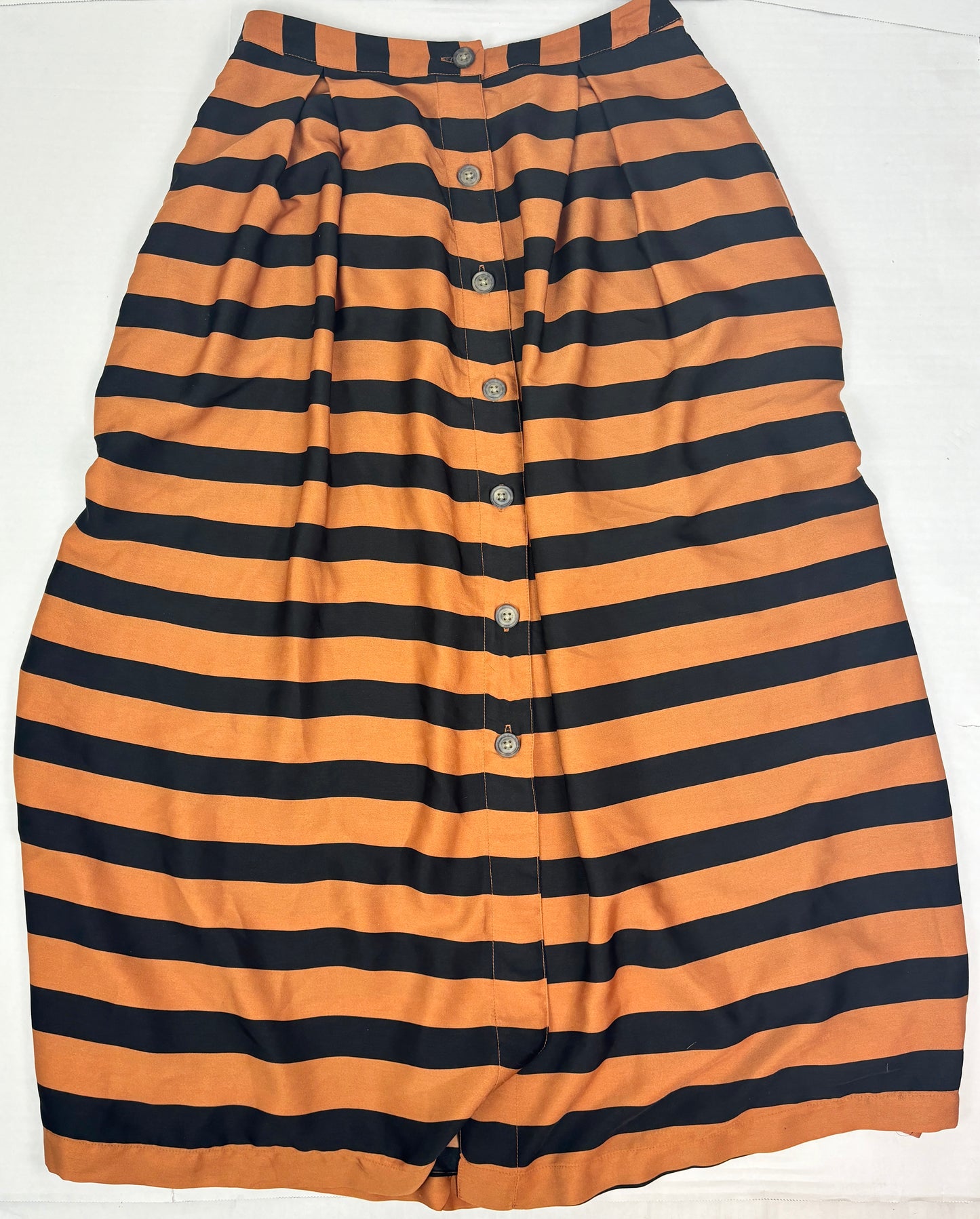 Women 4-Midi Length Rust/Black Stripe Skirt