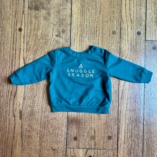 #95 EUC Cat & Jack Snuggle Season Green Crewneck Sweatshirt, size 3-6 months