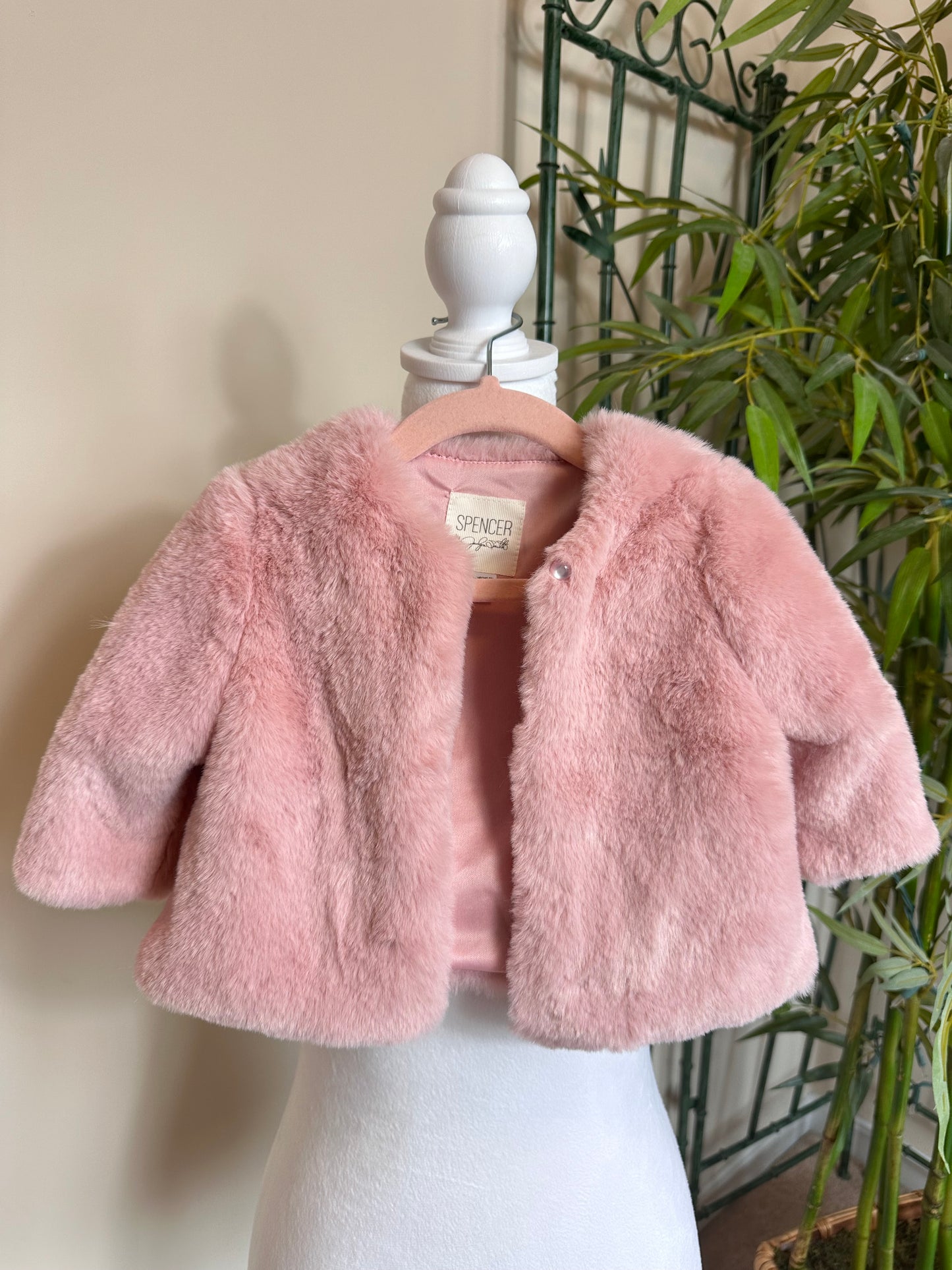 Spencer by Jaclyn Smith pink faux-fur jacket girls size 12m