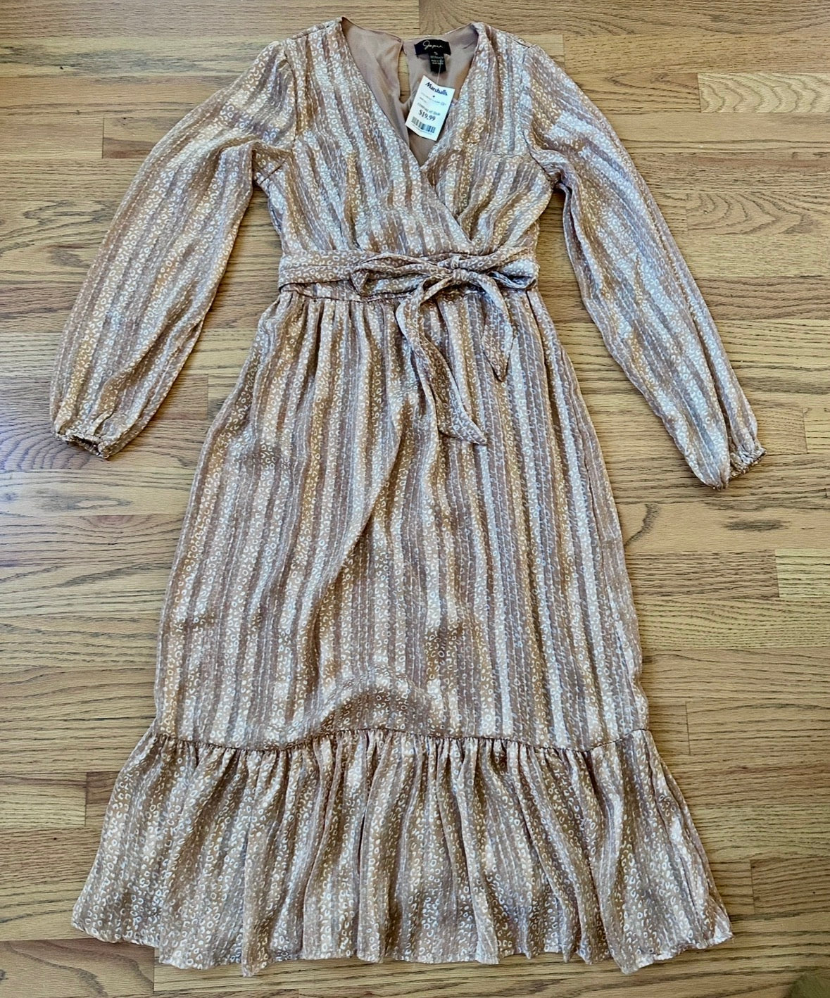 #98- Women’s, Japna, NEW! Gold Cheetah Print Midi Dress- Size Small