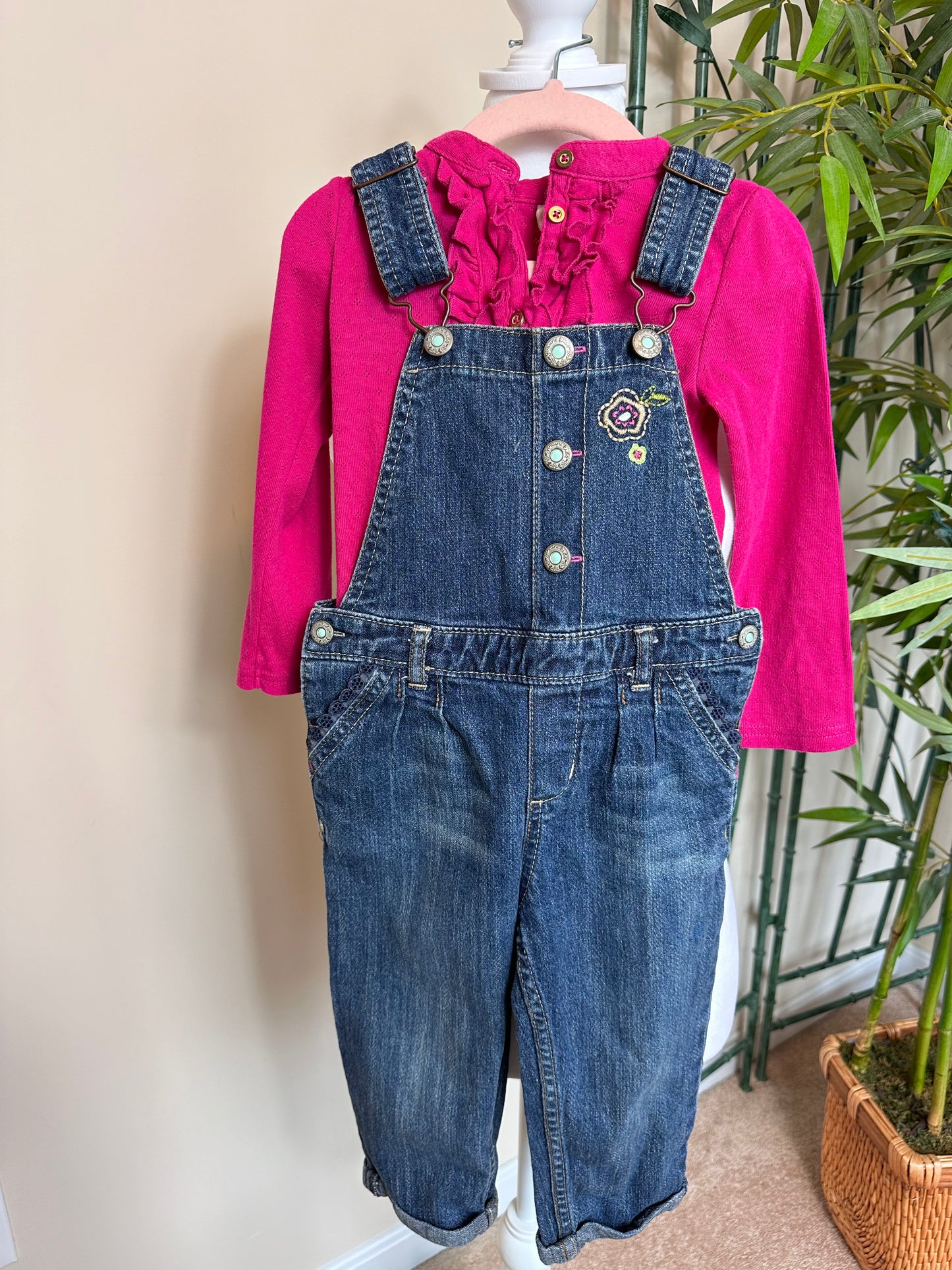 Seller #40 Genuine kids by Oshkosh embroidered denim overalls girls size 3T