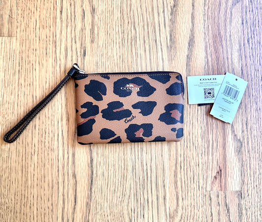 #98- NEW! Coach Leopard Wristlet Wallet